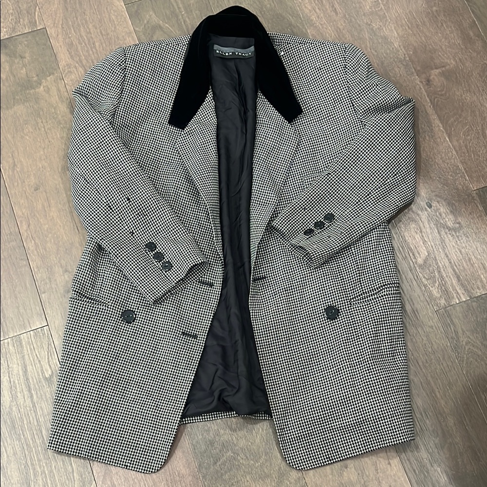 Black and White Houndstooth Blazer vintage Ellen Tracy size Large